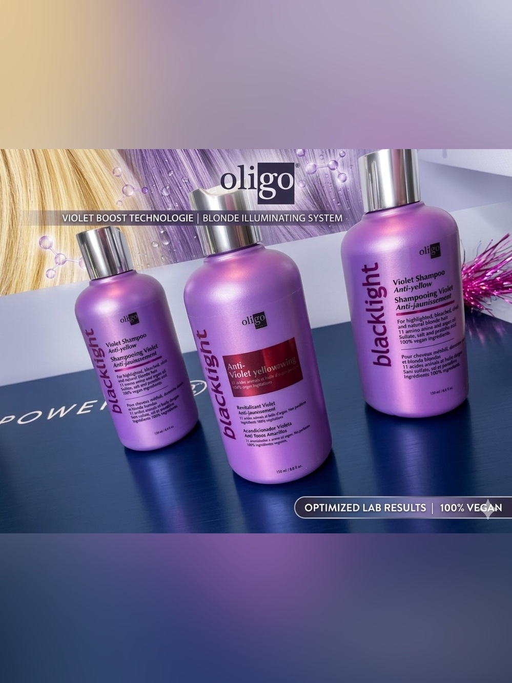Oligo Backlight Violet Shampoo & Conditioner 3 pk Bundle NEW